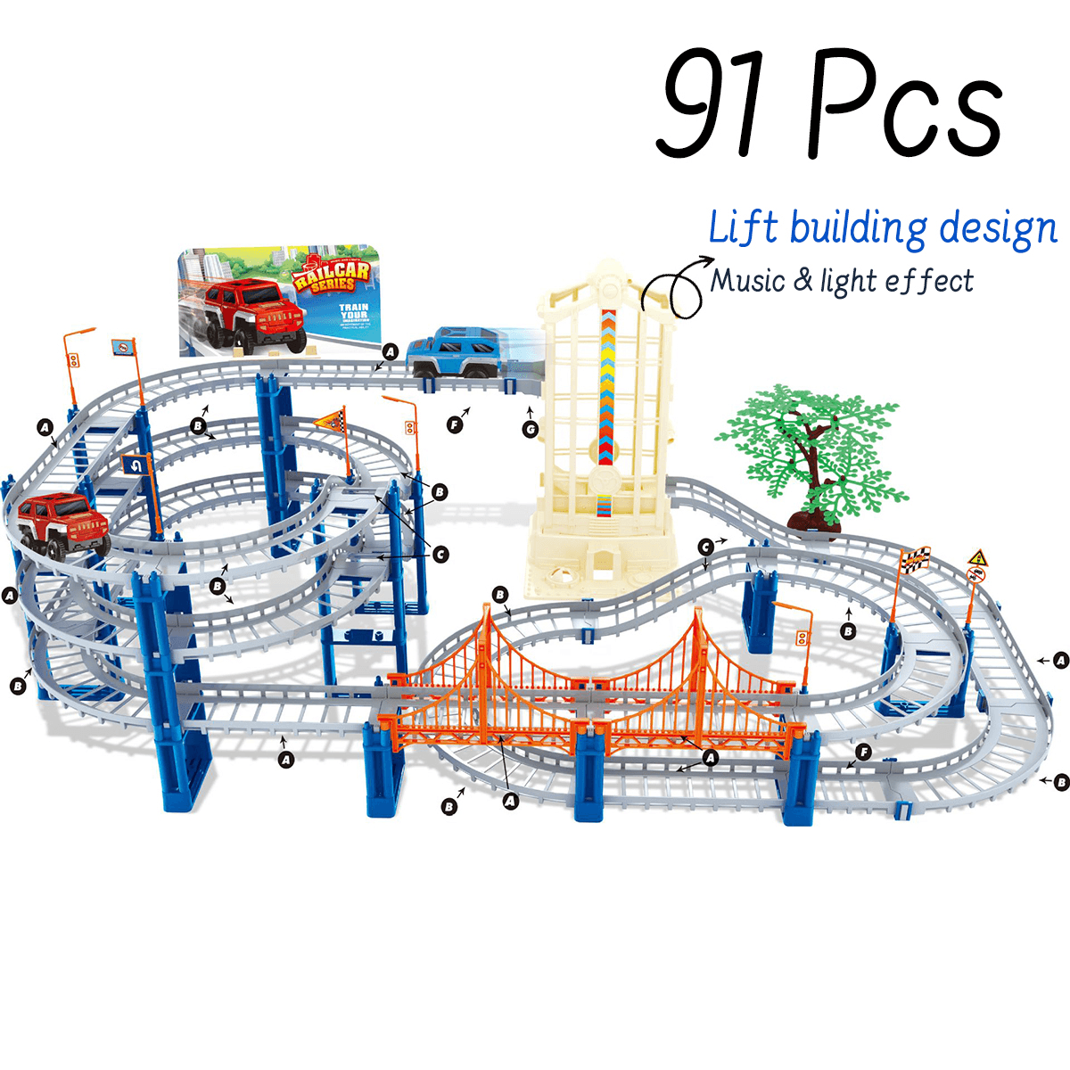 80/91/140Pcs DIY Assembly Electric ABS Track Car Model Set Puzzle Educational Toy for Kids