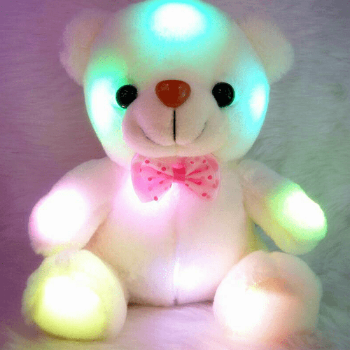 Girls Baby Cute Soft Stuffed Plush Teddy Bear Toy with LED Light up for Kids Xmas Gift