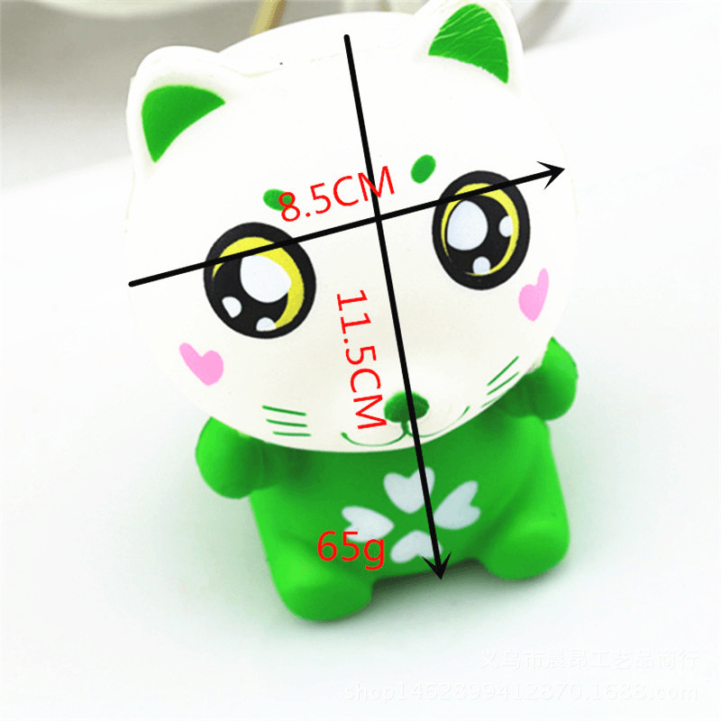 11.5Cm PU Corful Green Cat Slow Rising Squishy Decompression Toys with Original Packaging