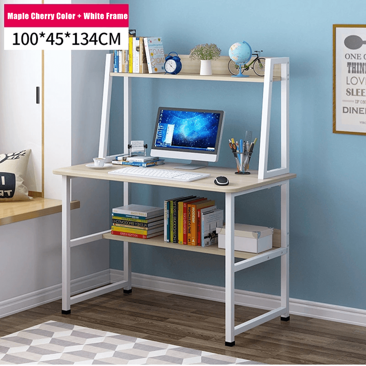 Computertisch Desktop Einfacher Schreibtisch Bücherregal Kombination Home Multifunktionsschreibtisch für das Home Office