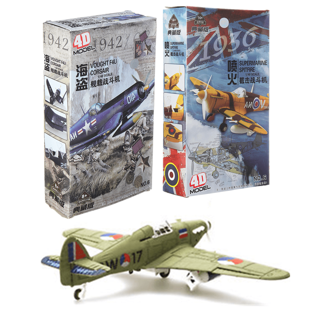 4D Model Plastic Aircraft Assemble Plane Toy 1/48 Supermarine Spitfire Fighter 18*22CM