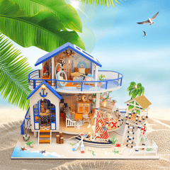 Hoomeda Legend of the Blue Sea DIY Handmade Assemble Doll House Miniature Model with Lights Music for Gift Collection Home Decoration