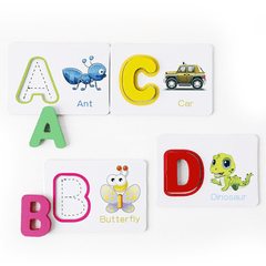 Puzzle Alphabet Rechtschreibung Englische Buchstaben Tierkarten Lernspielzeug für Kinder Geschenk