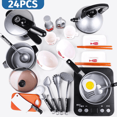 24/36Pcs Simulation Kitchen Cooking Pretend Play Set Educational Toy with Sound Light Effect for Kids Gift