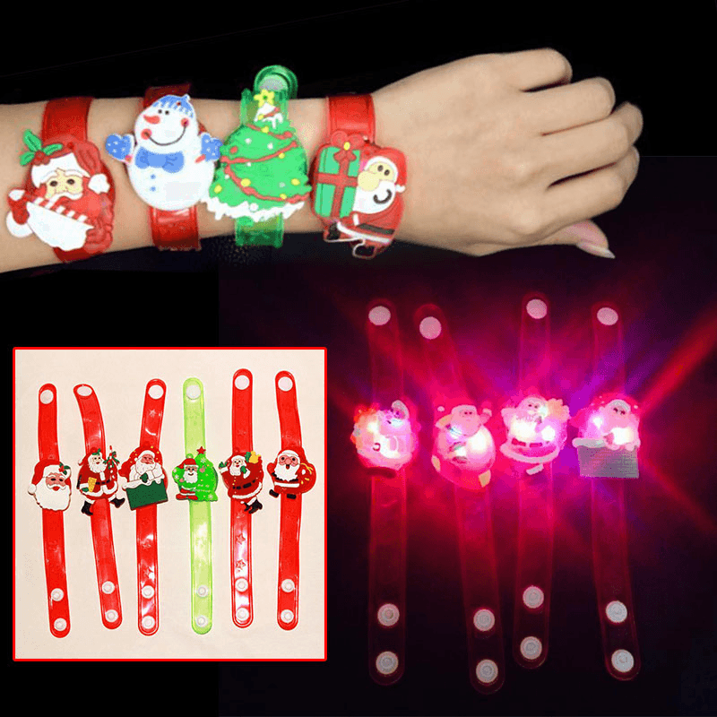 Christmas Gift Luminous Wrist Band Cartoon LED Flash Bracelet for Kids Presents Decoration Toys