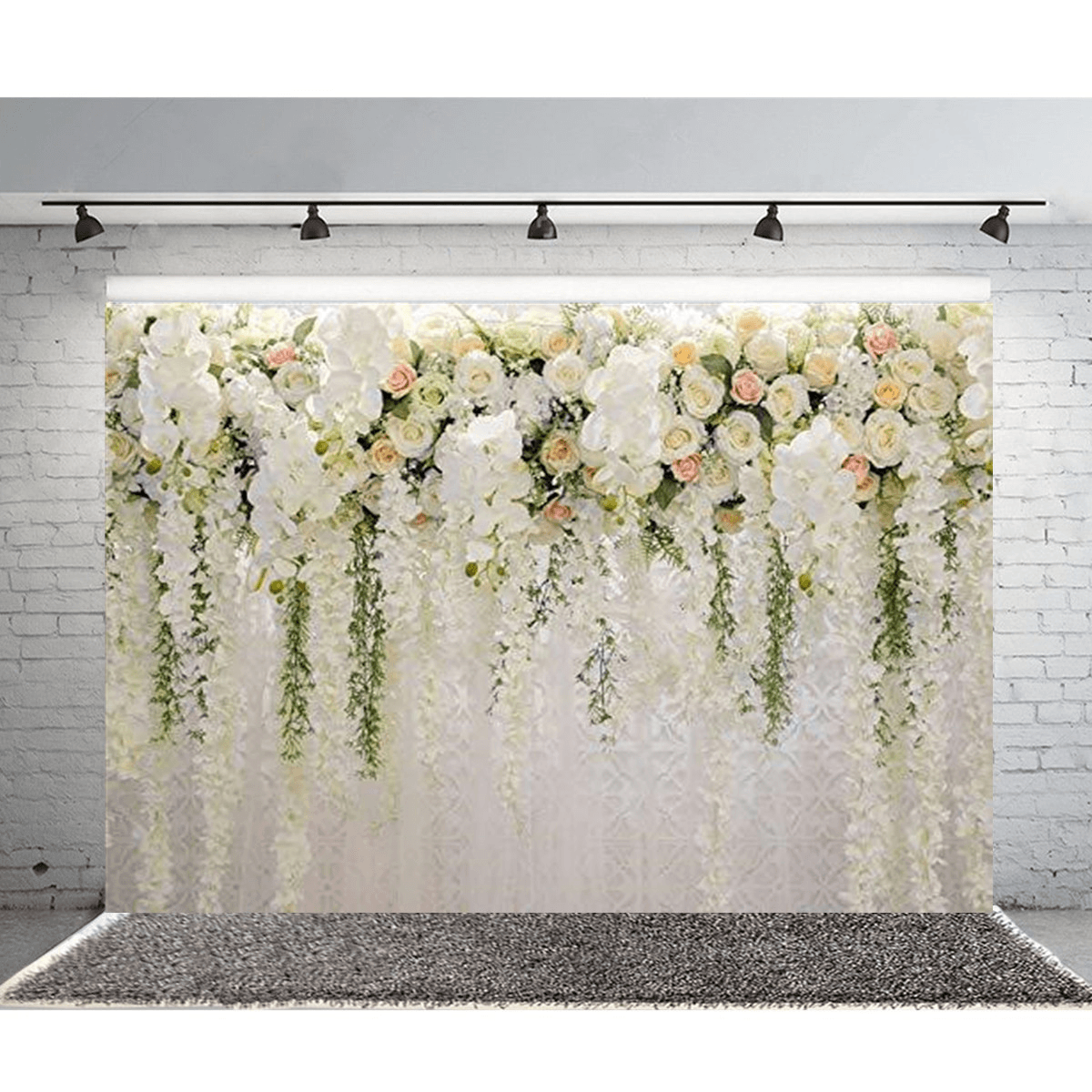 3X5Ft 5X7Ft 7X10Ft Vinyl Pink White Rose Flower Wedding Photography Backdrop Background Studio Prop