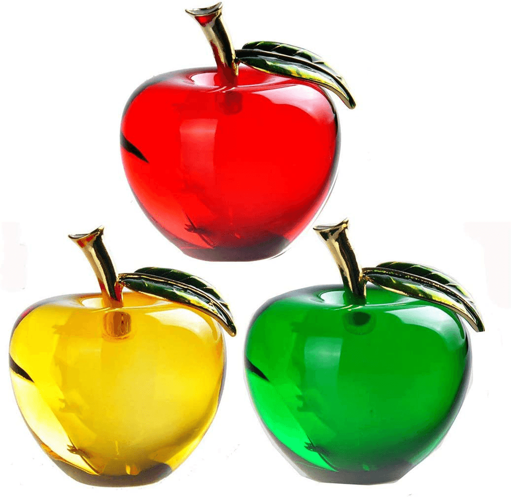 3D Glaze Crystal Apple Figurine Glass Paperweight Wedding Favor Decor 60Mm/50Mm