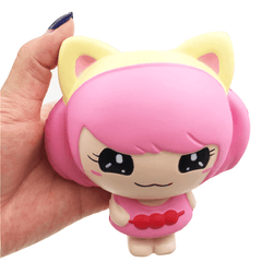 Squishyfun Pink Little Girl Squishy Hanging Decoration 12CM Cute Doll Gift Collection Packaging