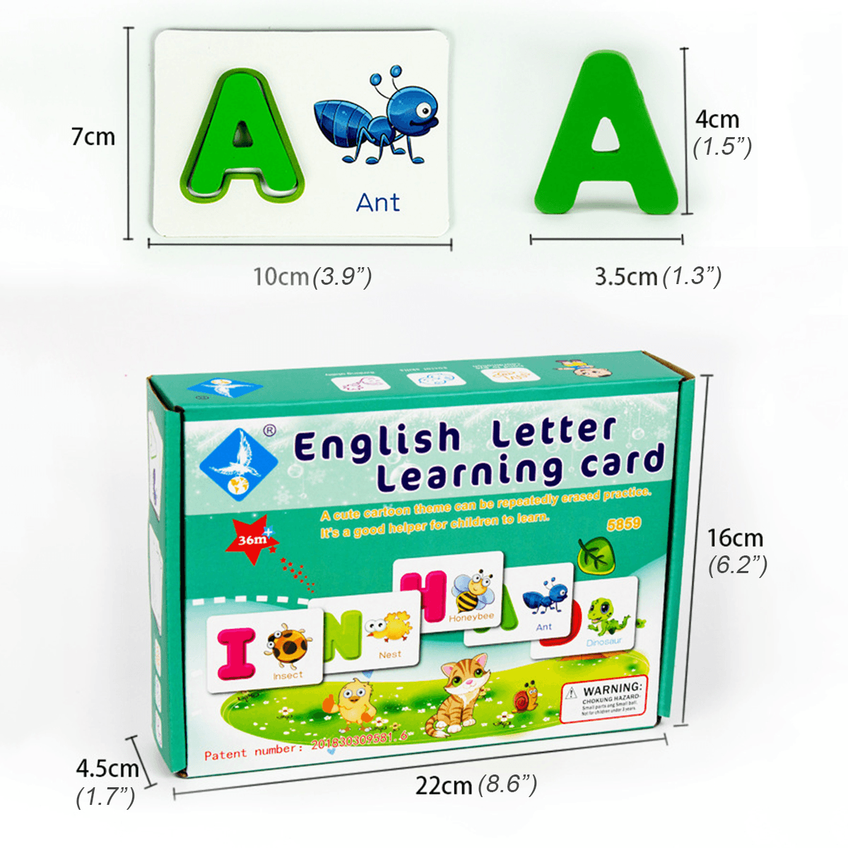 Puzzle Alphabet Rechtschreibung Englische Buchstaben Tierkarten Lernspielzeug für Kinder Geschenk