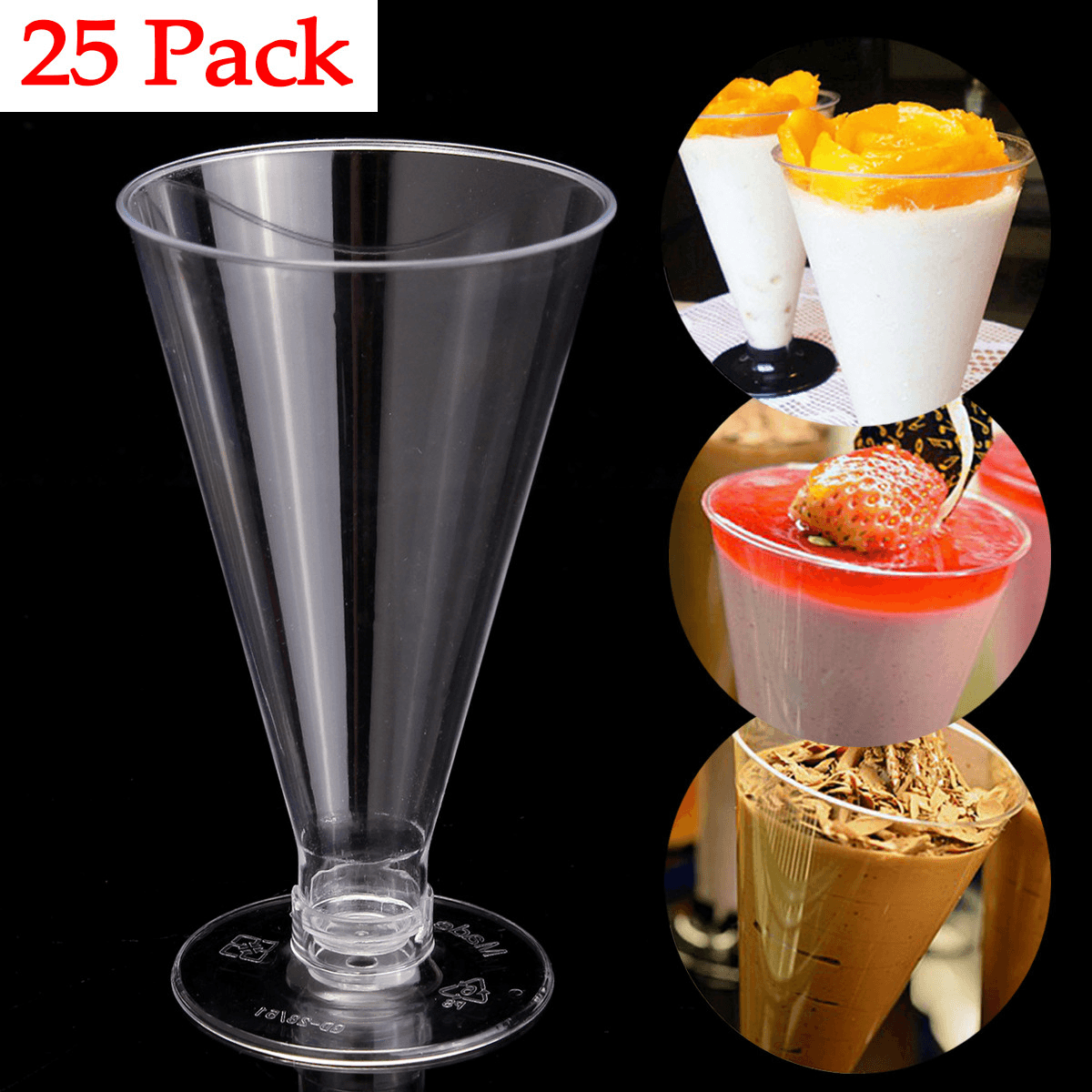 25 pezzi dessert mousse torta tazza canape piatti in plastica trasparente gelatina calice festa