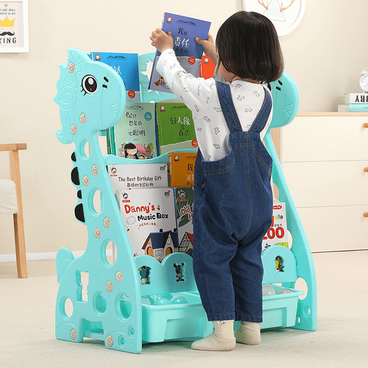 5 Layers Small Children'S Bookshelf Desk Bookcase Floor Storage Rack Student Desktop Simple Combination Bookshelf