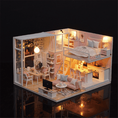 Cuteroom L-022 Quiet Life DIY Doll House with Furniture Light Cover Gift Toy