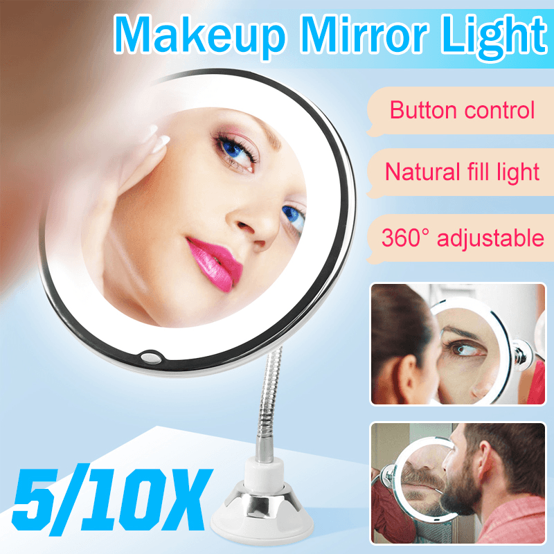 Magnifying Folding Makeup Mirrors 360-Degree Rotating Makeup Mirror Flexible Mirror Magnifying Makeup Mirror with LED Light