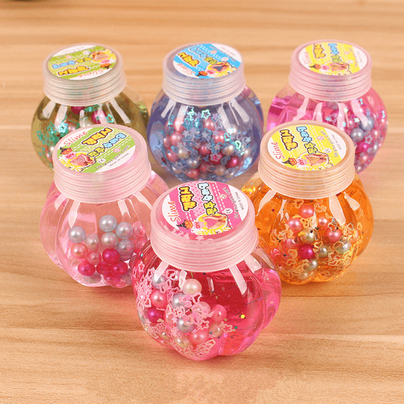 Pumpkin Bottle Slime Random Color Crystal Pearl Ball Slime Simulated Mud Gift Toy Stress Reliever