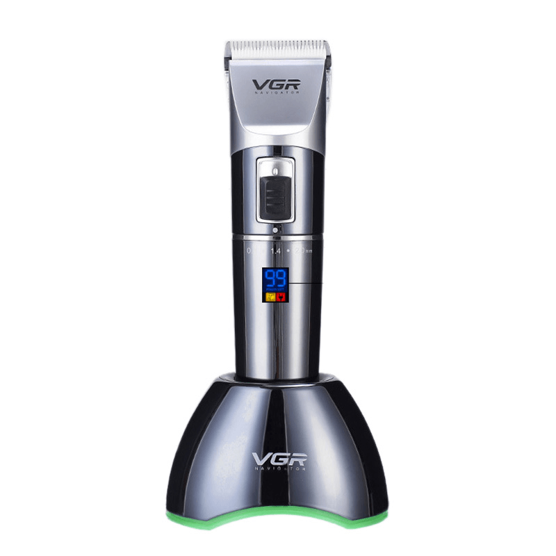 VGR Electric Clipper Ceramic Cutter Head Lcd Rechargeable Adult Children Hair Clipper High Power Fader with Charge EU Plug V-002