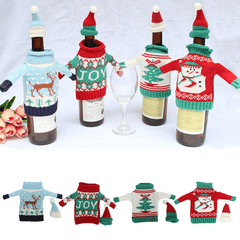 Christmas Knitted Sweater Lid Hat Wine Bottle Cover Wrap Bag Xmas Decoration