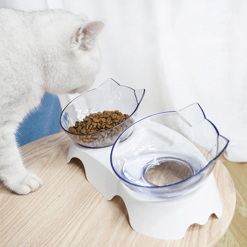 Um 15 Grad erhöhte Futternäpfe für Katzen, Futter- und Wasserspender, geneigter erhöhter Kunststoffnapf für die Pflege von Haustieren