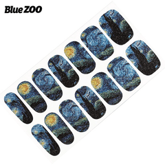 14Pcs Star Painted Glitter Nail Stickers