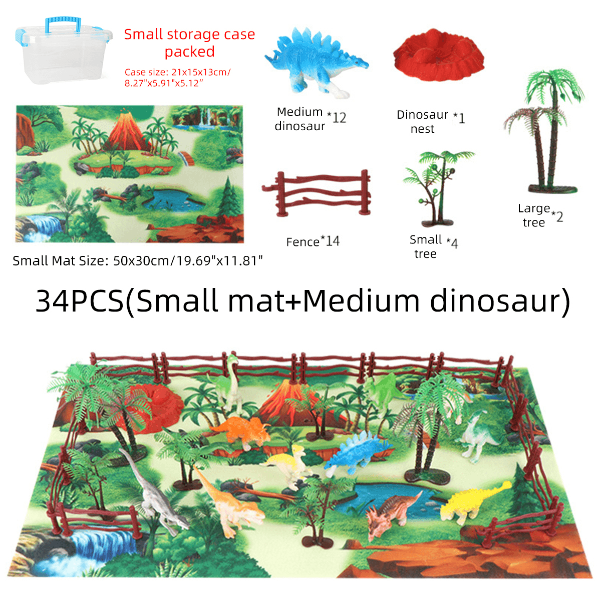 28/33/34/63/65Pcs Modello di dinosauri pressofusi multi-stile Play Set Giocattolo educativo con tappetino da gioco per bambini Regalo di festa di compleanno di Natale