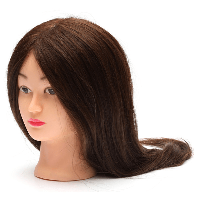 18 Inch Long Real Human Hair Practice Models Hairdressing Training Head with Clamp