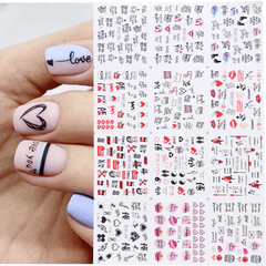 12 Pcs Nail Art Stickers Love Letter Flower Sliders Nail Art Decoration Valentine'S Day Transfer Stickers