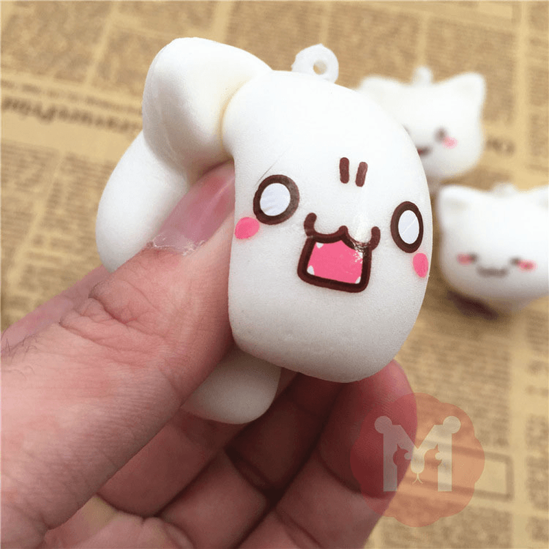 Squishy Toys Mushroom Cat Kawaii Cartoon Cute Face Decor Bag Cell Phone Straps