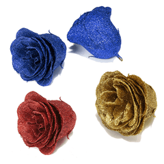 30PCS Künstliche Rose Blume Kristall Gold Pulver Valentinstag Party Geschenk Dekorationen