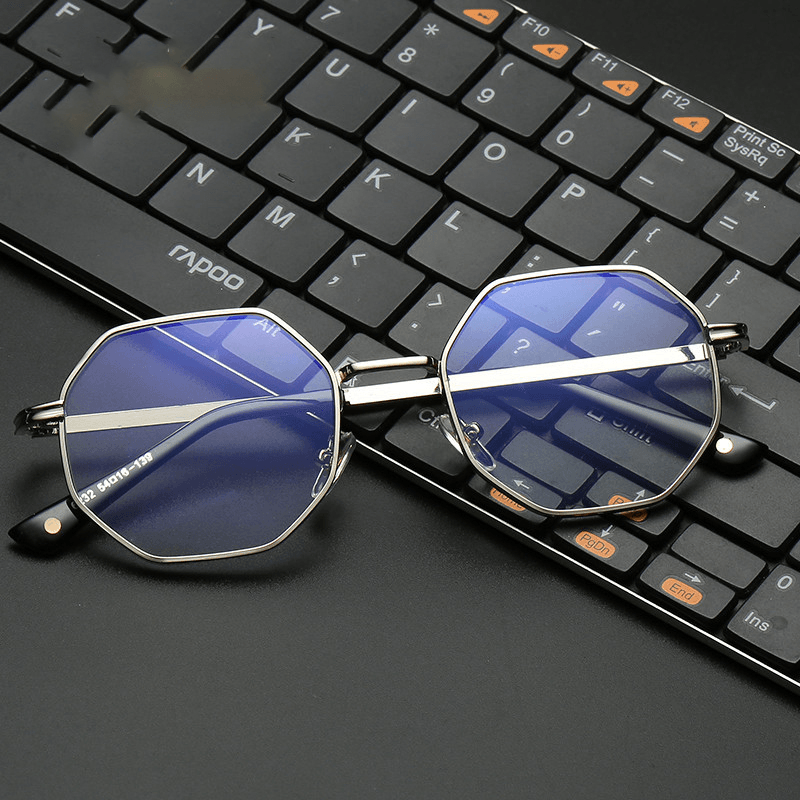 Anti-Blue-Ray-Polygon-Brille, Retro-Brille mit dickem Rand, optische Augenpflege, blaues Licht blockierende Brille