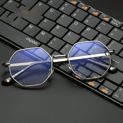 Anti-Blue-Ray-Polygon-Brille, Retro-Brille mit dickem Rand, optische Augenpflege, blaues Licht blockierende Brille