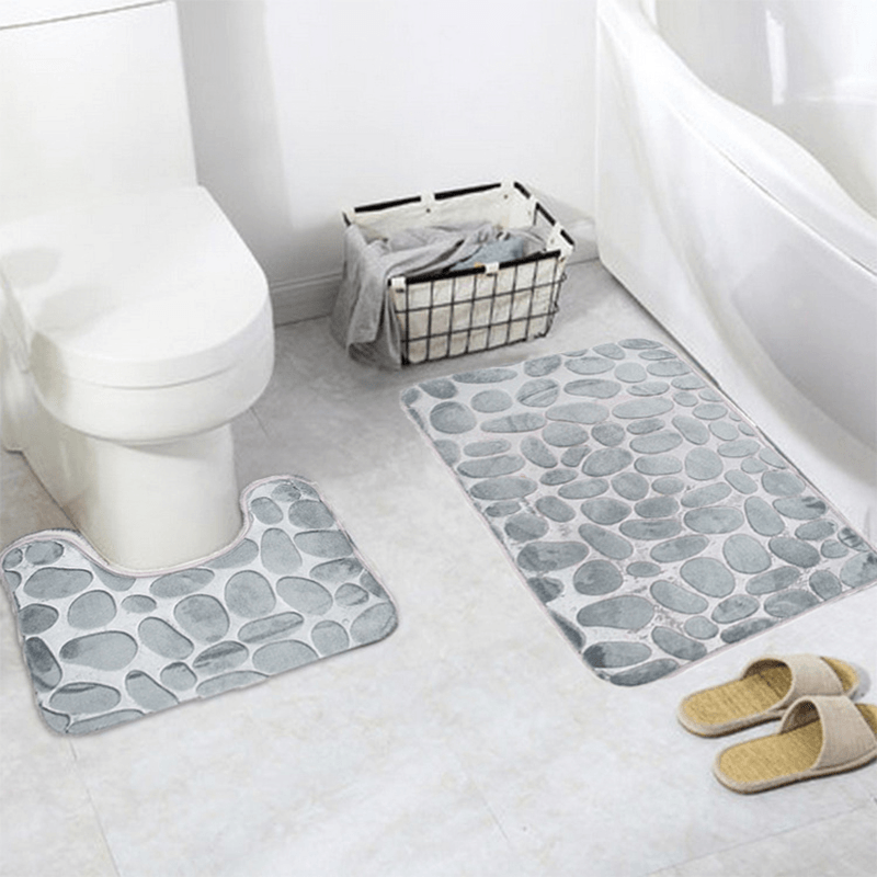 2 pezzi flanella coperchio del water tappeti da bagno pavimento morbido casa antiscivolo fodera memory foam resistente copertura doccia tappeti tappetino da bagno set