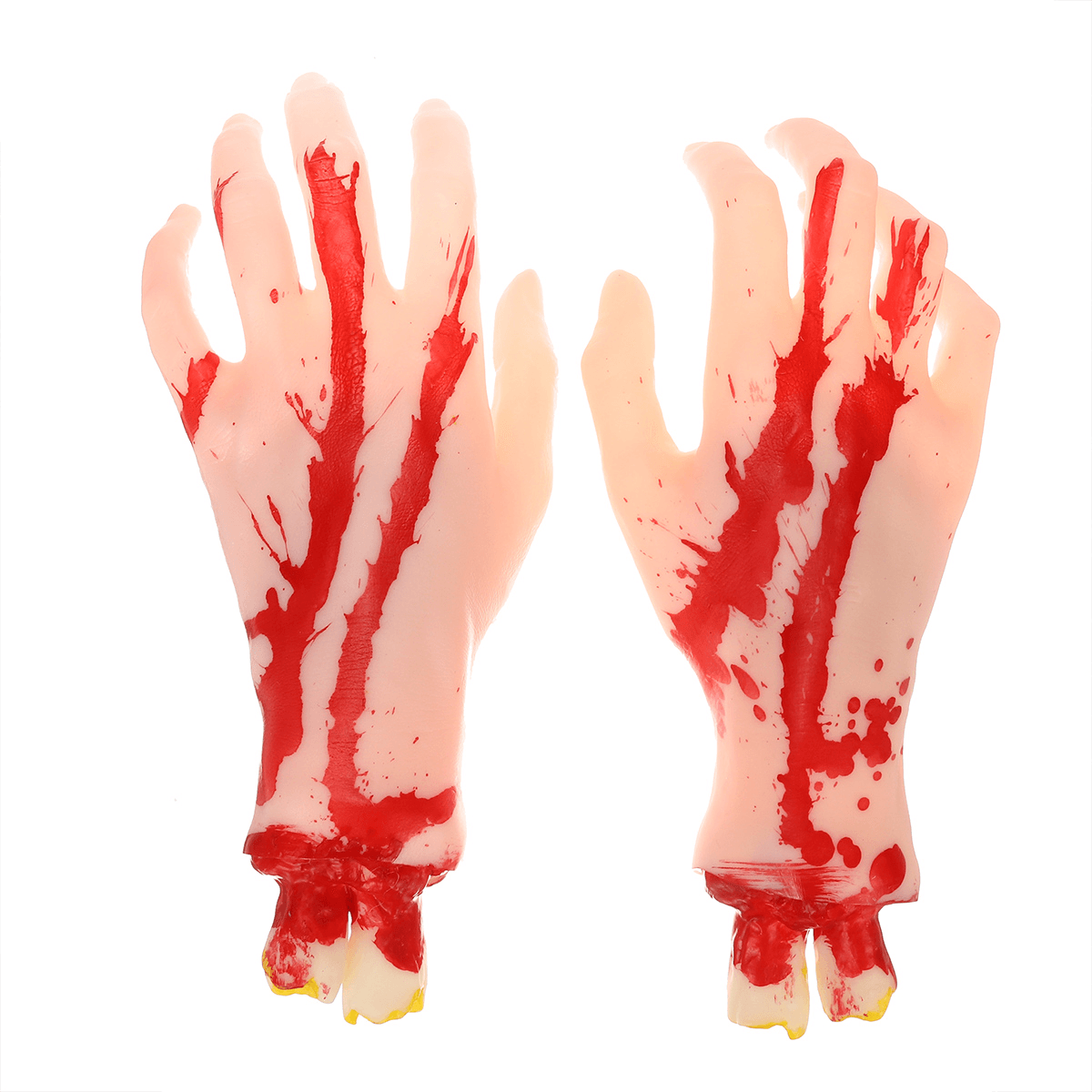 1 Pair of Hands/Feet Vinyl Halloween Horror Broken Hands Realistic Scene Decoration Props Tricky Toy