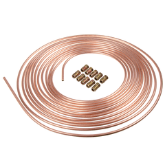 25Ft Copper Brake Line Pipe Hose Kit 10 Male & 10 Female Nuts Joiner Joint 3/16 Union