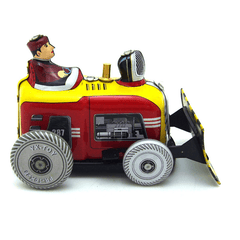 Classic Vintage Clockwork Bulldozer Nostalgic Wind up Children Kids Tin Toys with Key