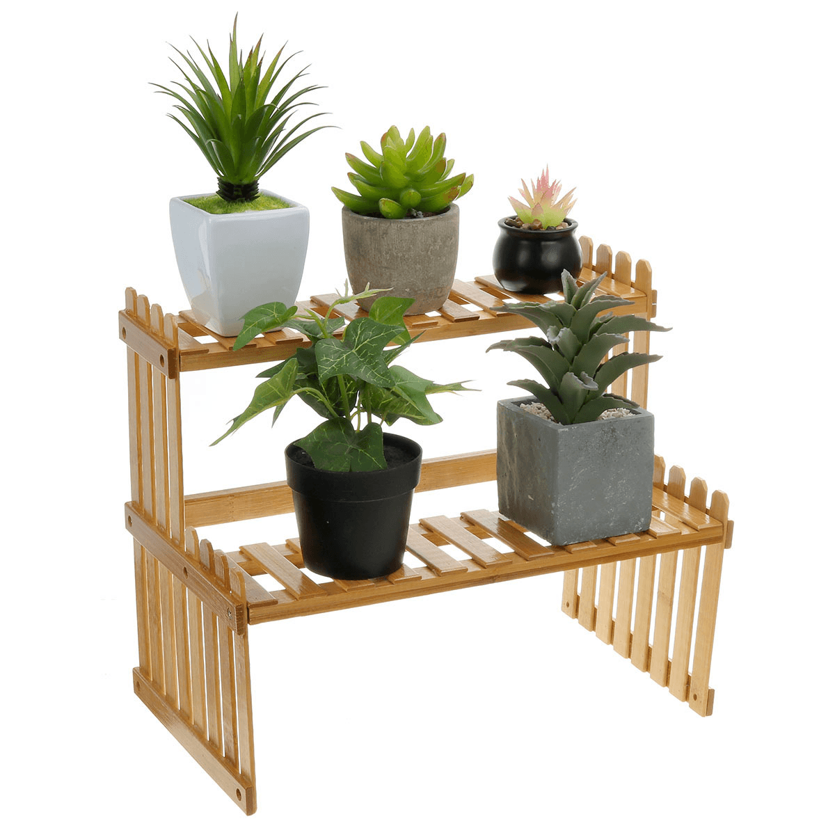 2 Ebenen Sukkulente Blume Bonsai Topf Regal Display Lagerung Schreibtisch Rack Halter Mini Bücherregal