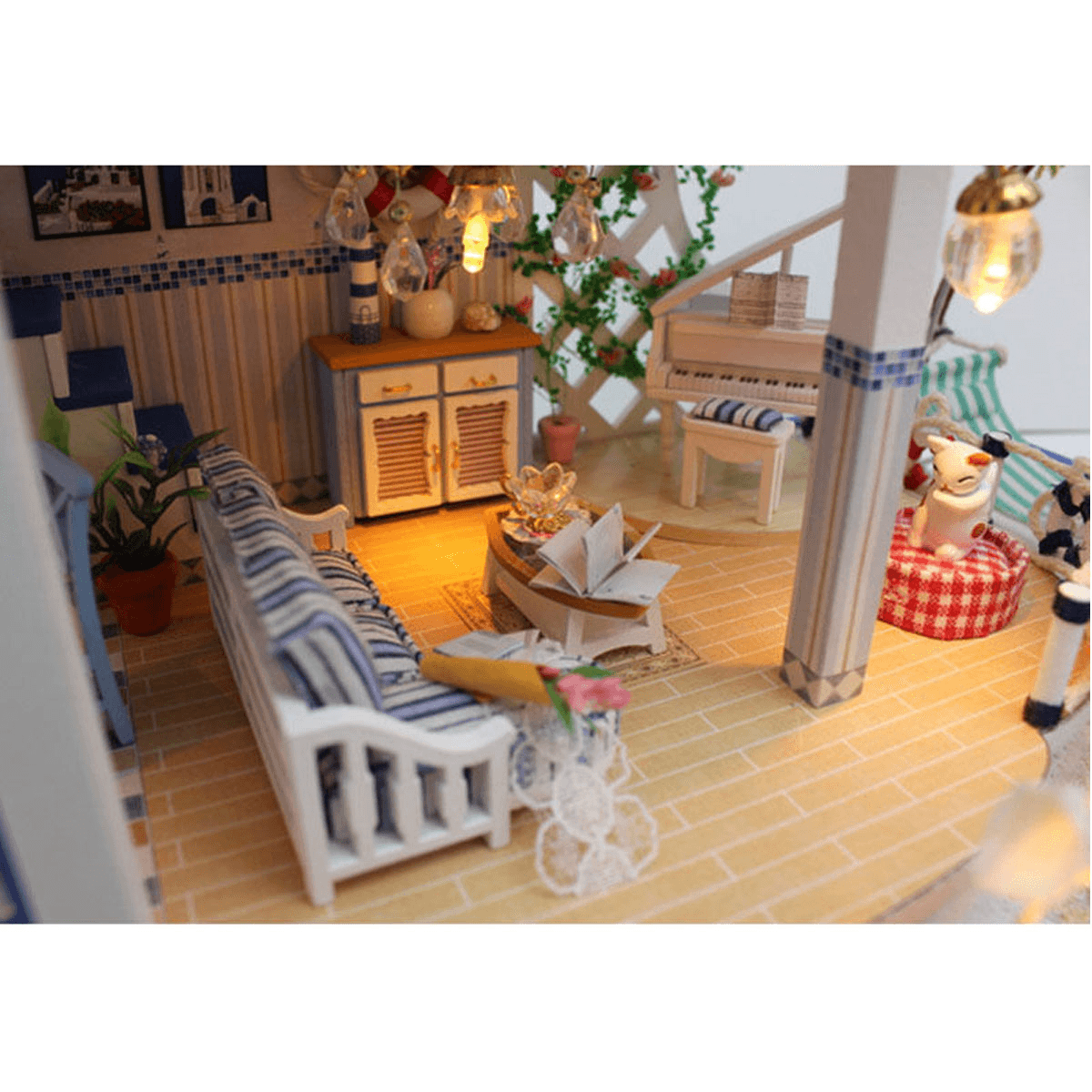 Hoomeda Legend of the Blue Sea DIY Handmade Assemble Doll House Miniature Model with Lights Music for Gift Collection Home Decoration