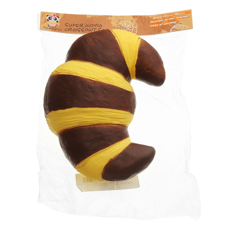 Squishyfun Jumbo-Croissant-Squishy-Brot, super langsam aufsteigend, 18 x 12 cm, Squeeze-Sammlung, Spielzeug, lustiges Geschenk