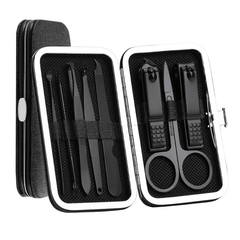 Y.F.M® Stainless Steel Black Nail Clipper Pedicure Scissor Tweezer Manicure Set Kit