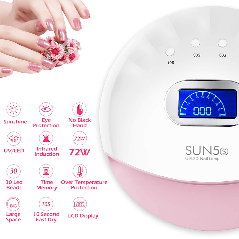 72W UV Lamp Nail Lamp for Manicure Nail Dryer for All Gels Polish with Automatic Sensor Smart Temperature Control Eu Plug