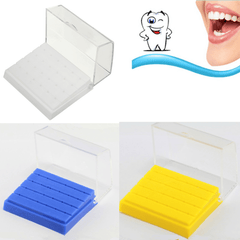 24 Holes Dental Bur Holder Disinfection Carbide Burs Block Drills Case Box