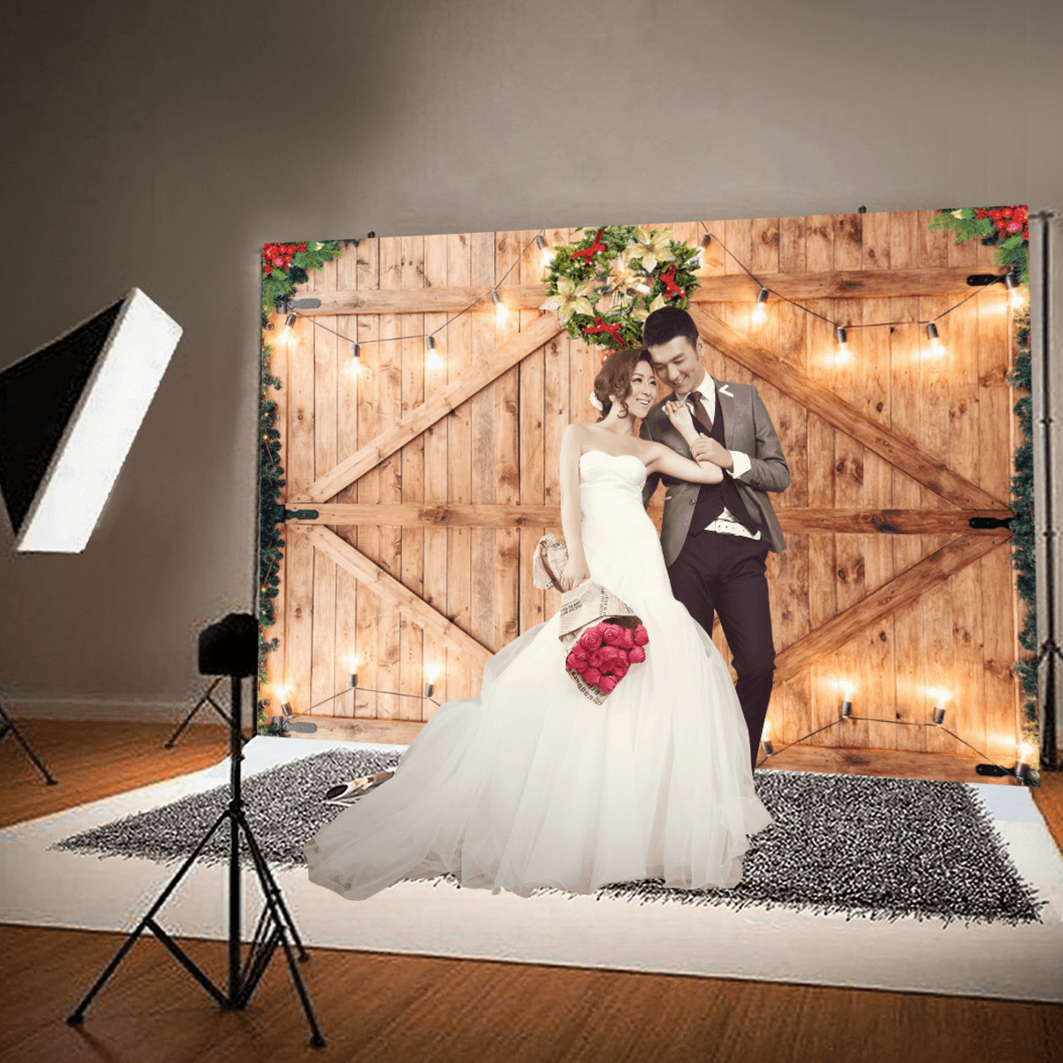 Christmas Wooden Photography Backdrop Photo Backdrop Studio Home Party Decor Props