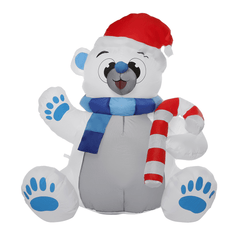 1.2M LED Christmas Waterproof Polyester Built-In Blower Uv-Resistant Inflatable Bear Toy for Christmas Decoration Party Gift