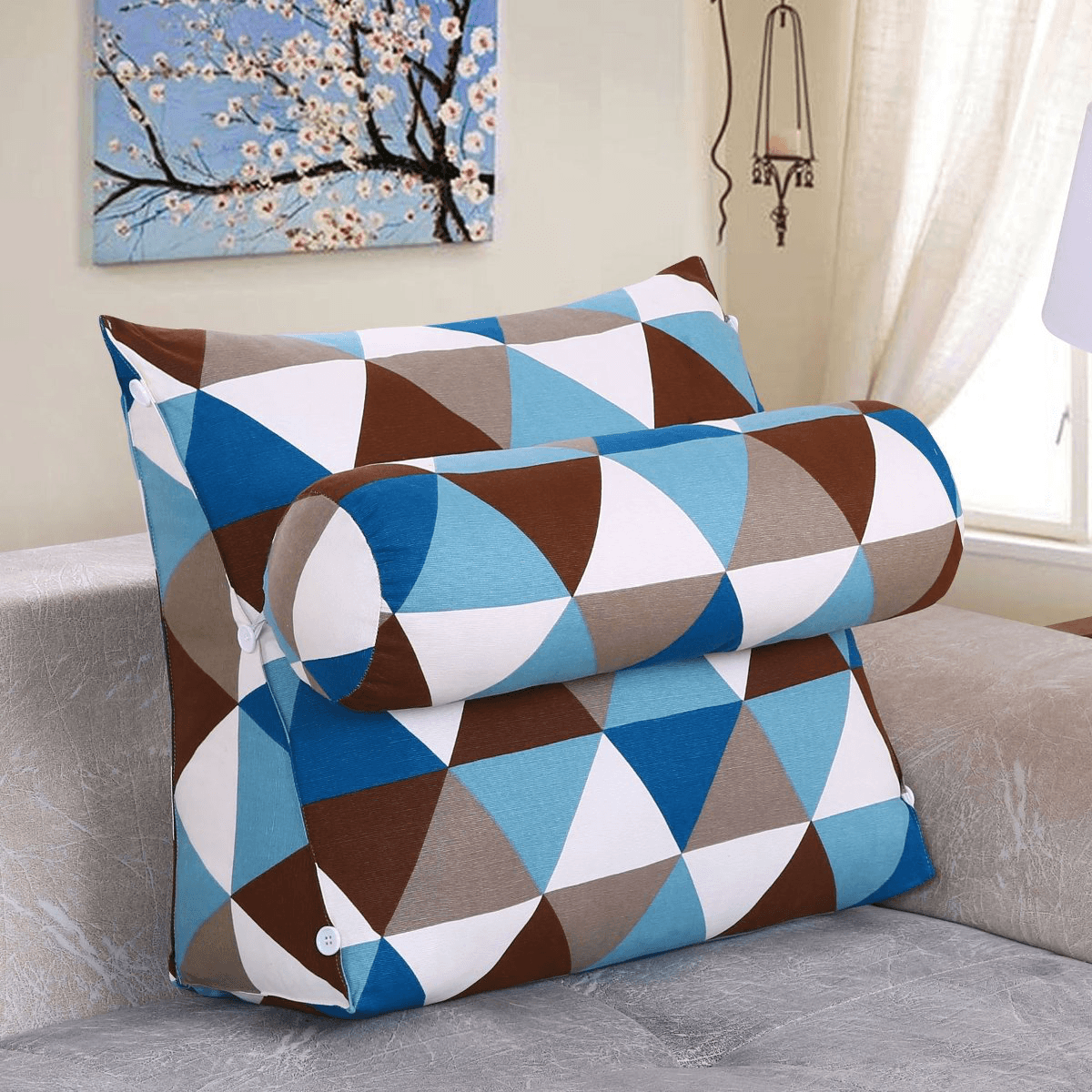 45*45*22Cm Multifunctional Three-Dimensional Triangle Cushion Bedside Lumbar Pad for Bedding Sets