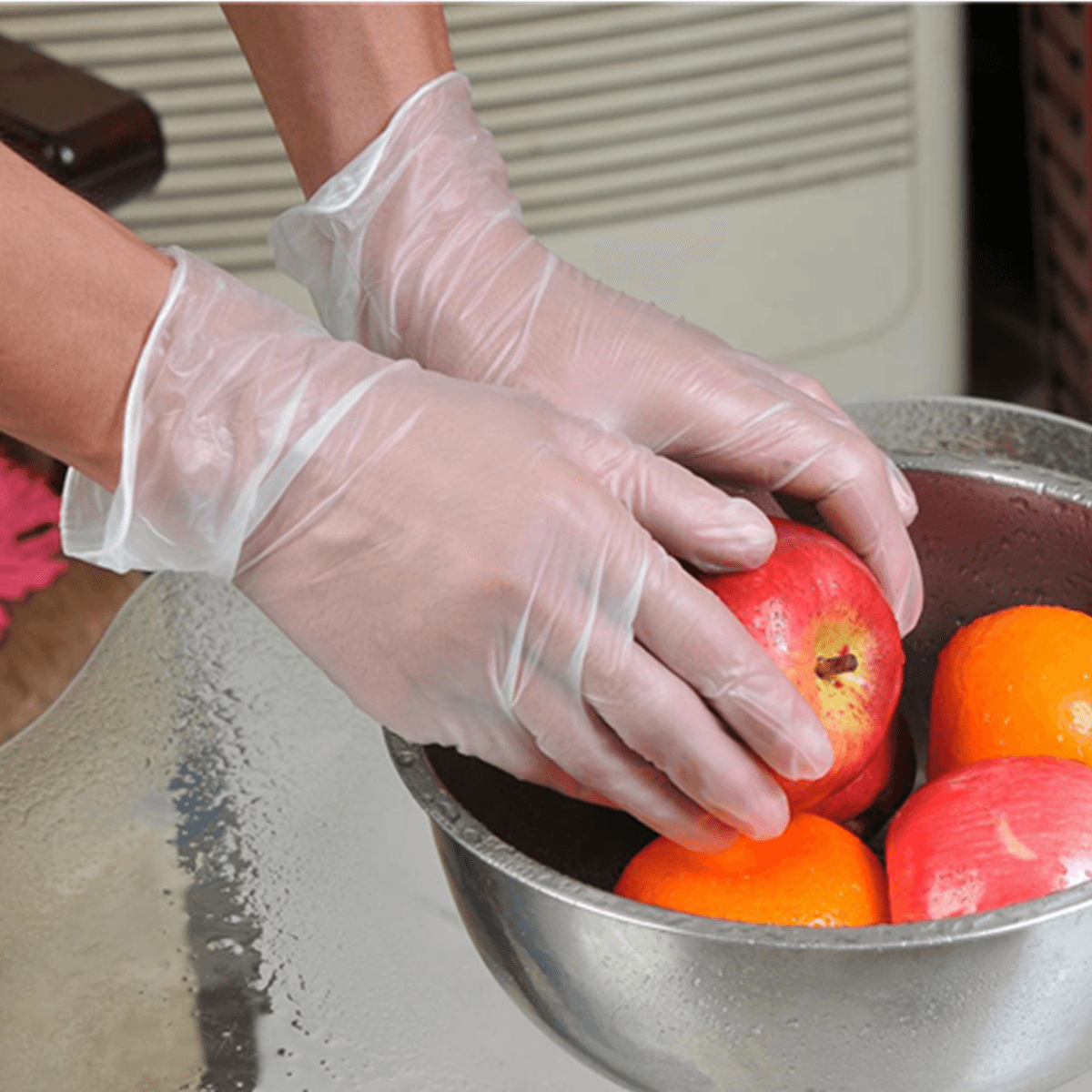 50PCS Disposable PVC Thicken Gloves Food Grade anti Dust Droplets Bacteria Safety Protective Glove