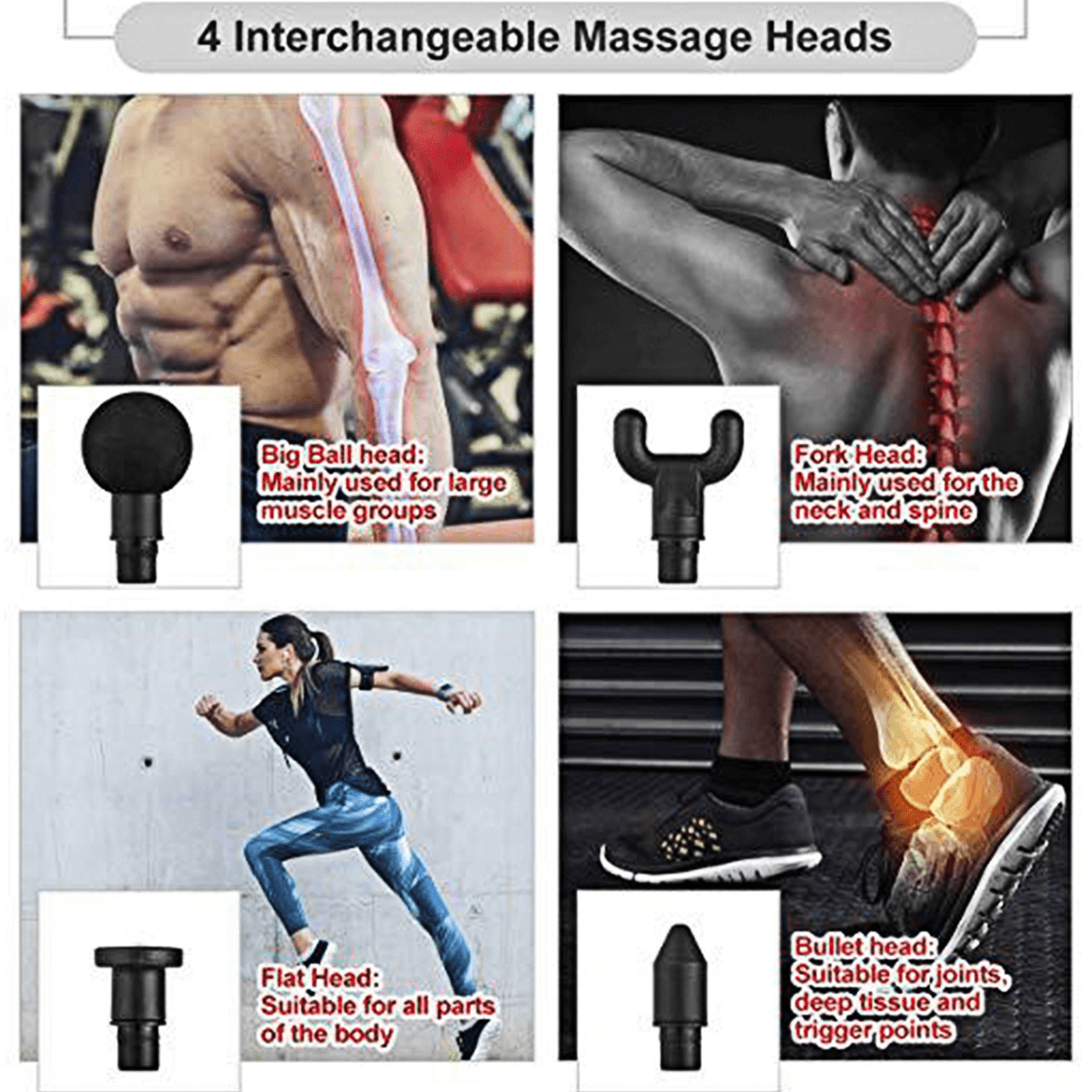 100-240V 20 Speed Regulated Display Electric Massager Deep Tissue Muscle Massager Massage Device Cordless Percussion Vibration Therapy