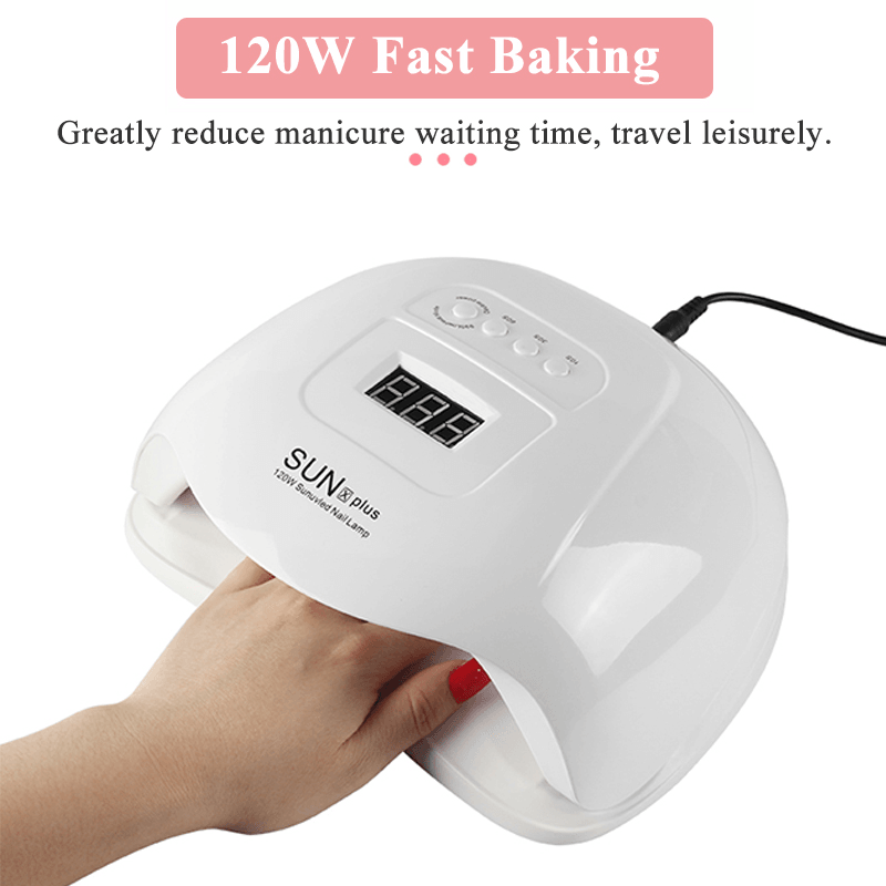 120W Nail Light Therapy Machine Quick-Drying Painless Nail Polish Glue Baking UV Lamp