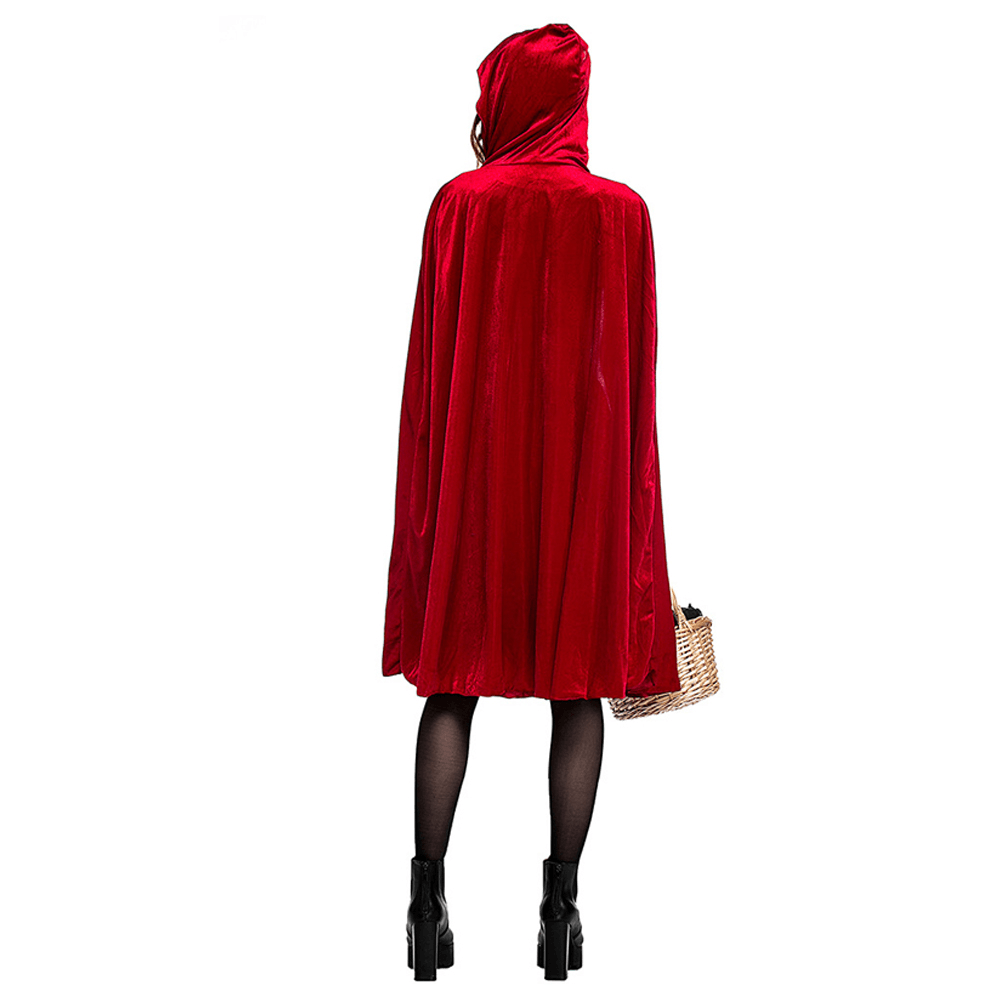 Halloween Female Little Red Riding Hood Suit Womens Solid Color Cosplay Party Dress Costumes Toy