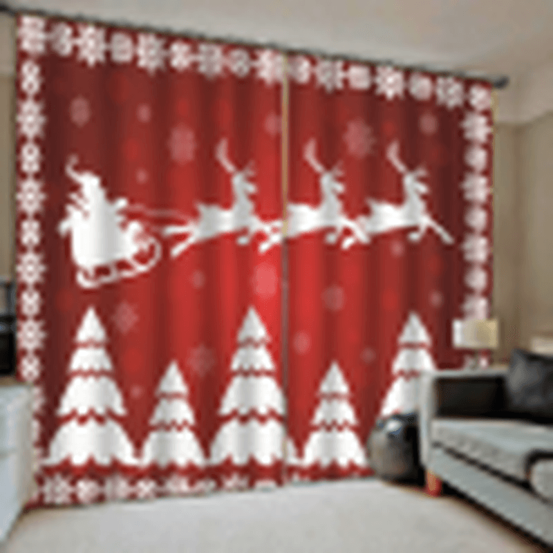 132*160Cm Christmas Printed Curtains Blackout Window Curtains for Living Room Christmas Decoration