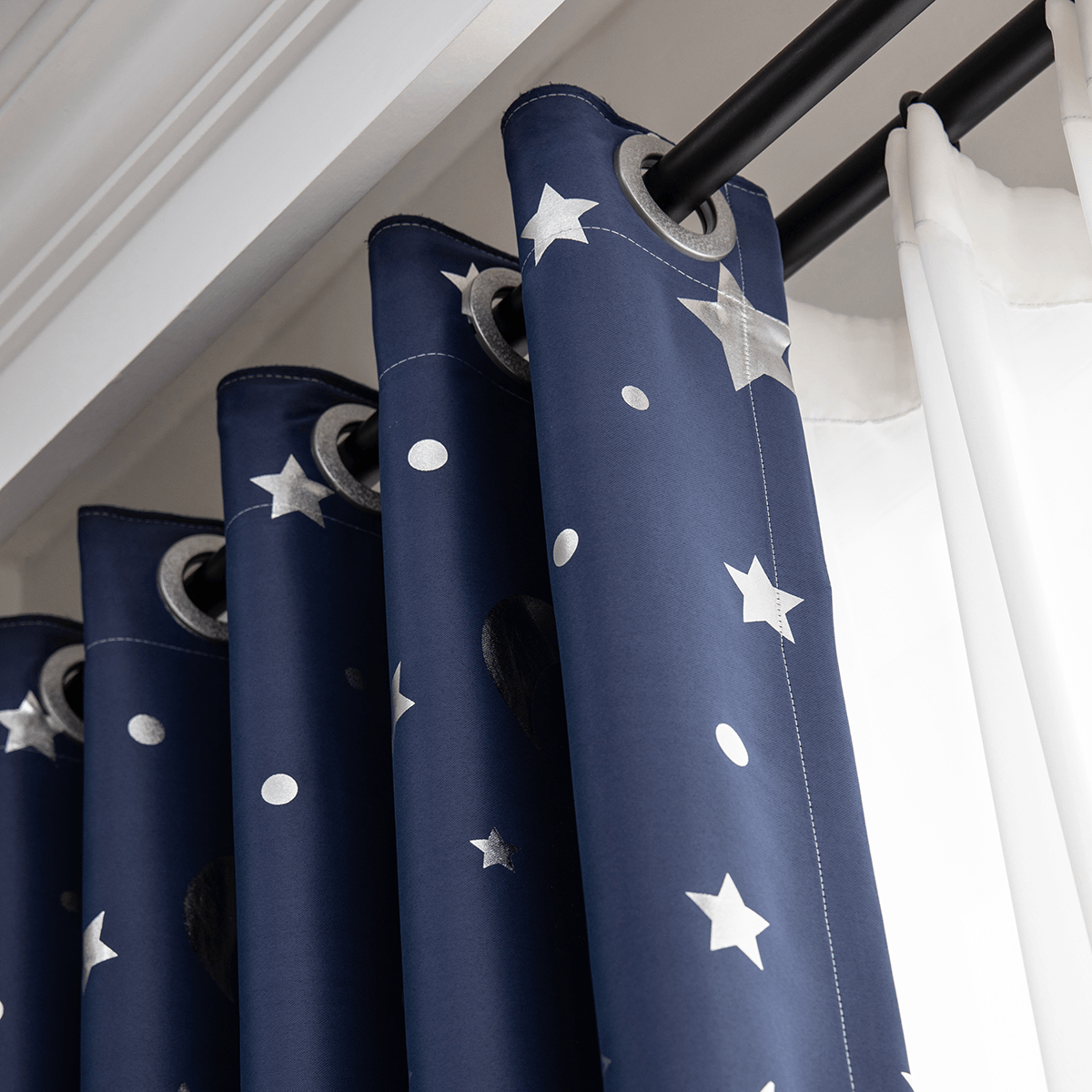 Polyester Window Curtains Moon Star Kids Child Bedroom Window Door Curtains for Living Room Home Decor