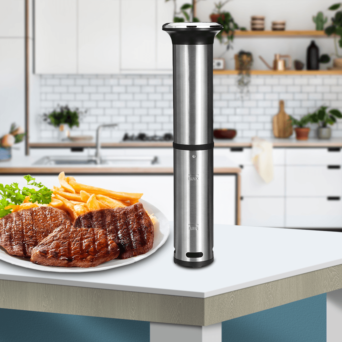 Biolomix IPX7 wasserdichter Sous-Vide-Kocher, thermischer Tauchzirkulator, 1200 W, LED-Digital-Timer, Temperaturanzeige