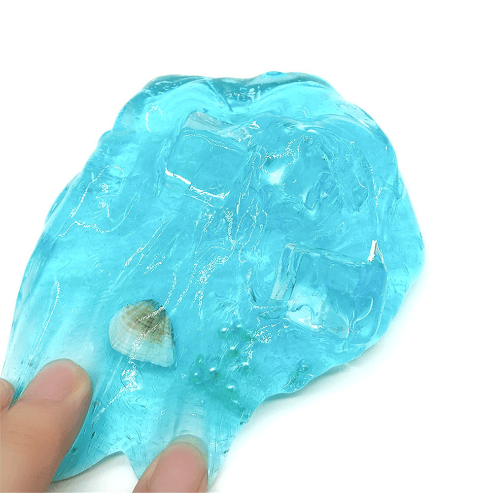 80ML Clear Crystal Slime with Shell Shark Decompression Mud DIY Gift Toy Stress Reliever